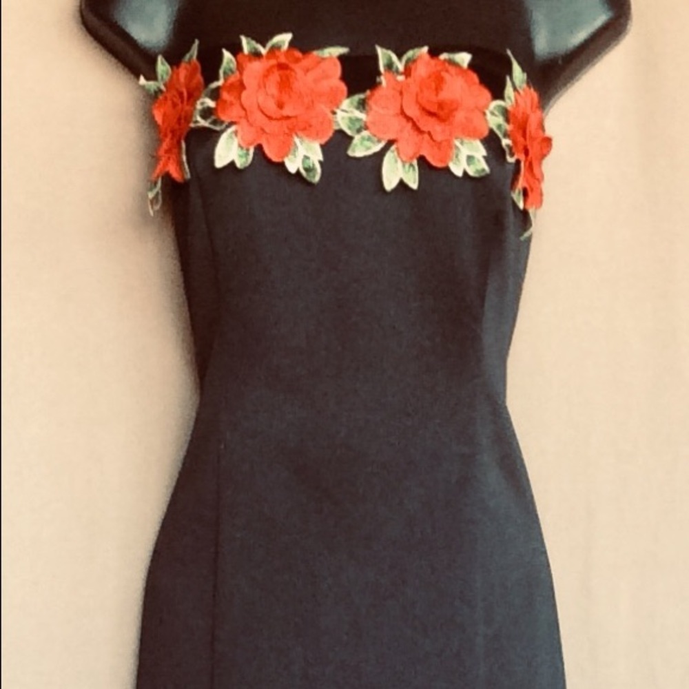 Beautiful black dress with red roses